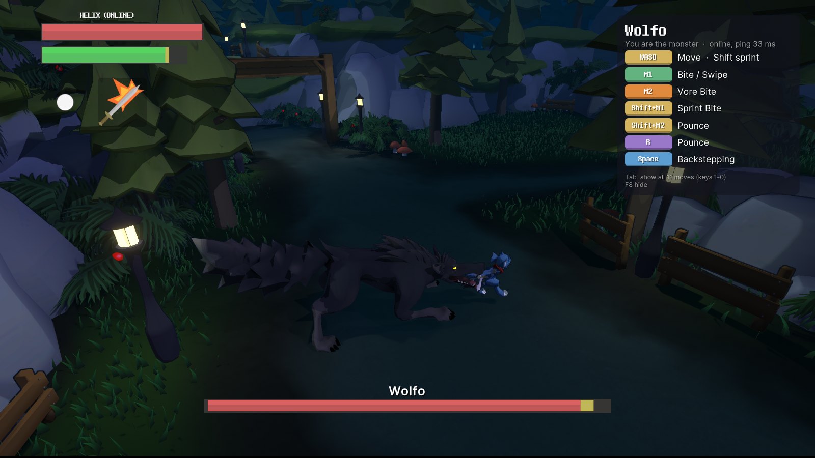 The monster player's view of Wolfo chasing Helix
