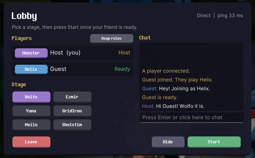 Lobby with both players, the stage list and chat